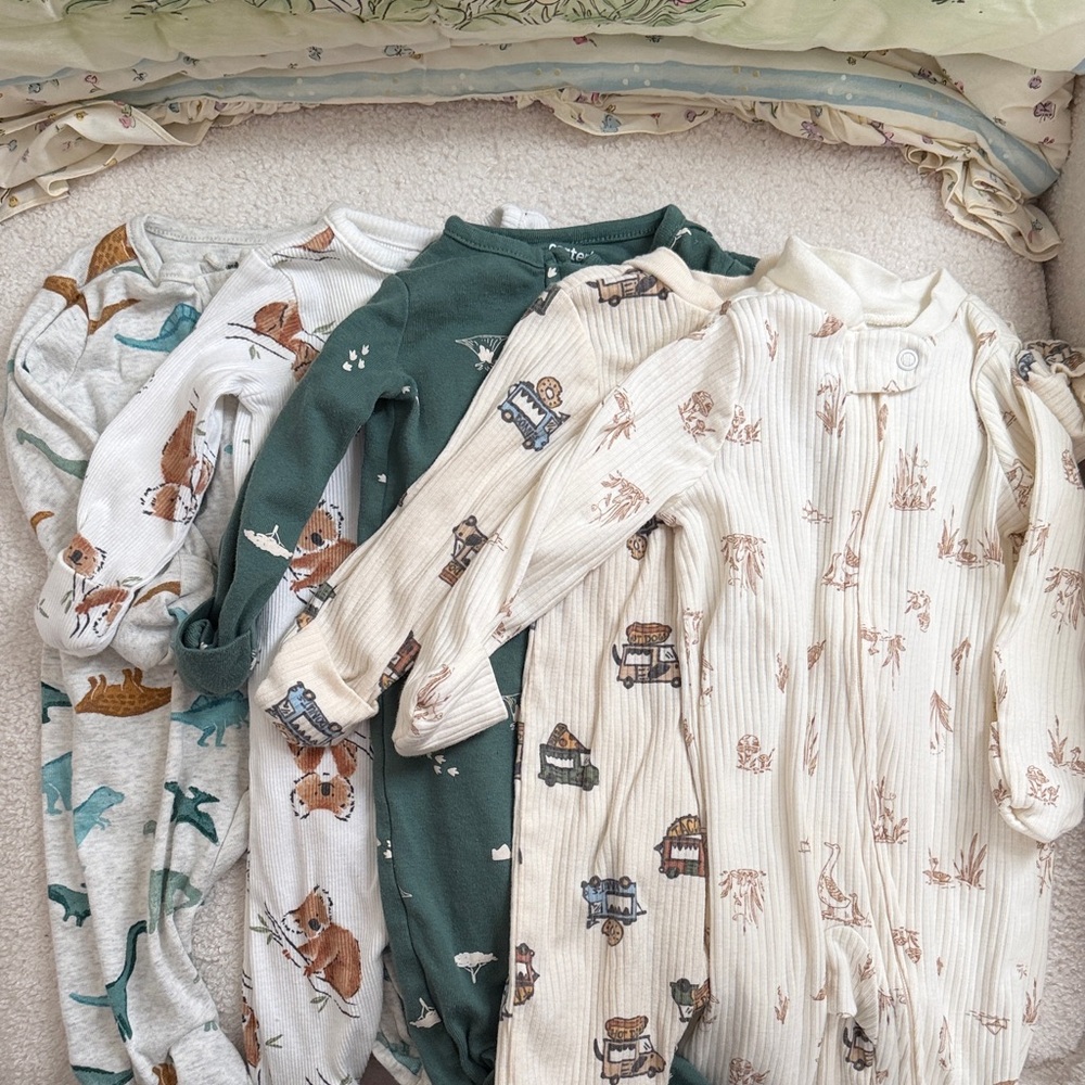 Carter's Green and Cream Baby Onesies Set